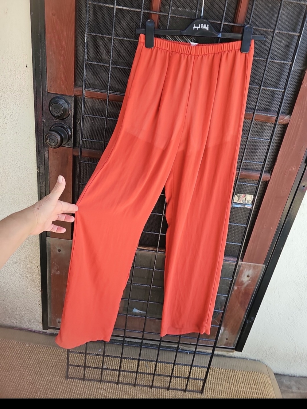 La Hearts Wide-Leg Pull-On Pants in Rust Orange
